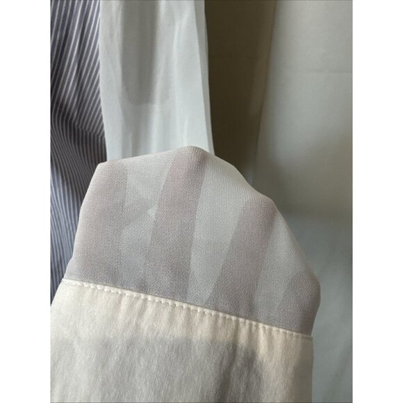 Chicos Black Label Womens Long Sleeve Striped Button-Up Shirt With White Collar - Picture 7 of 12